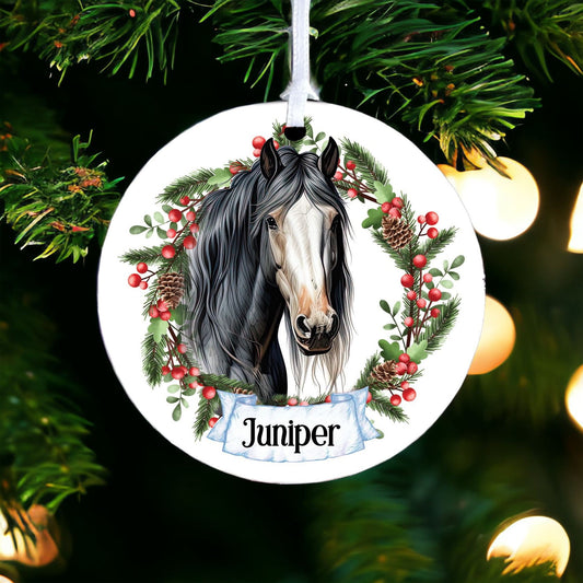 Personalised Watercolour Draft Horse G - Acrylic Bauble Christmas Tree Ornament Decoration Gift Keepsake