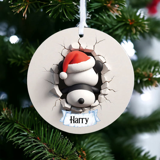 Personalised Panda Rear - Acrylic Bauble Christmas Tree Ornament Decoration Gift Keepsake