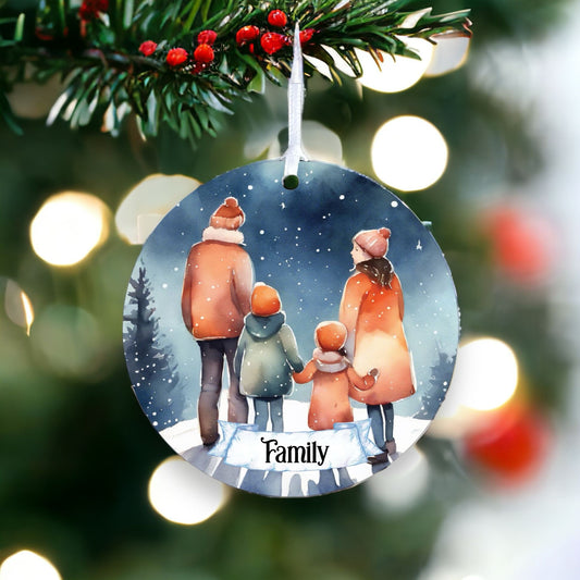 Personalised Family Winter Starry Night Decoration - Acrylic Bauble Christmas Tree Ornament Gift Keepsake