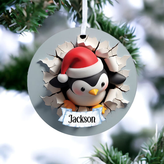 Personalised Cute Penguin B - Acrylic Bauble Christmas Tree Ornament Decoration Gift Keepsake