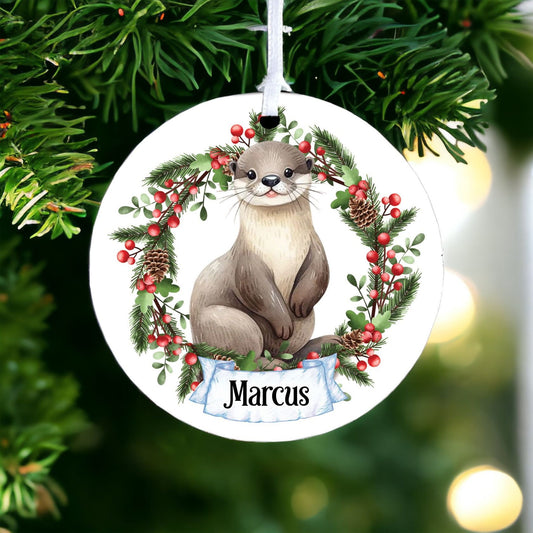 Personalised Otter - Acrylic Bauble Christmas Tree Ornament Decoration Gift Keepsake