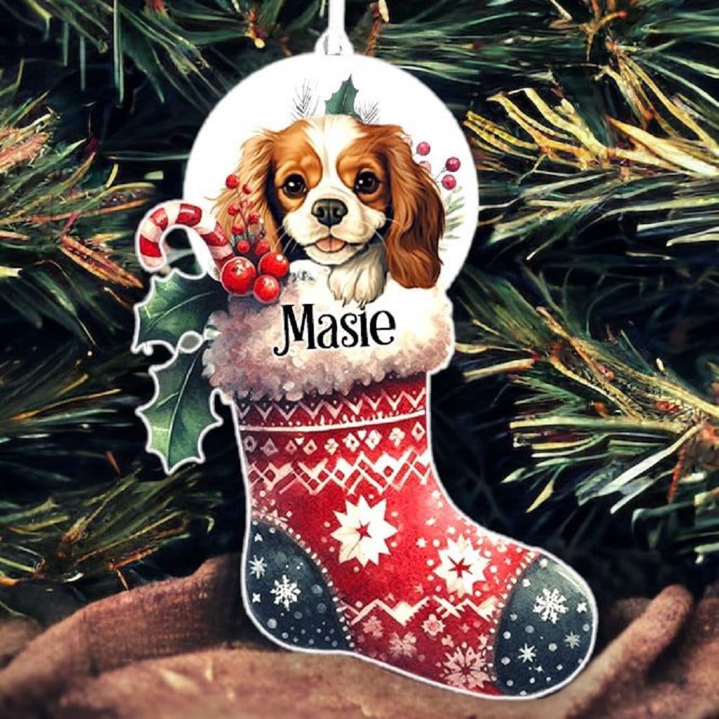 Personalised Cavalier King Charles Spaniel Pet Dog Christmas Stocking Bauble