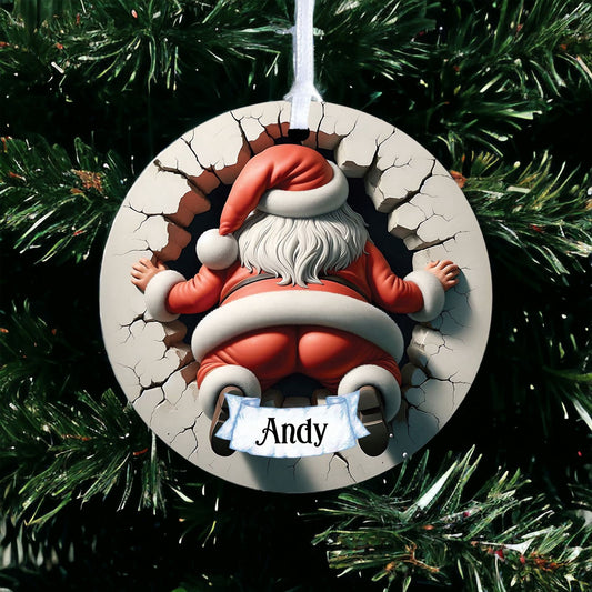 Personalised Santa Rear - Acrylic Bauble Christmas Tree Ornament Decoration Gift Keepsake
