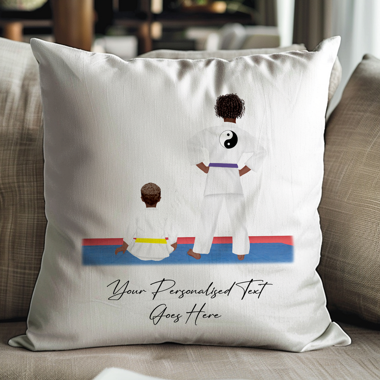 Personalised Karate, Judo, Ju Jitsu, Taekwondo Martial Arts Gi Creator - Cushion - 2 People