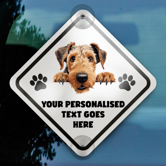 Personalised Dog On Board Car Window Sign - Airedale Terrier