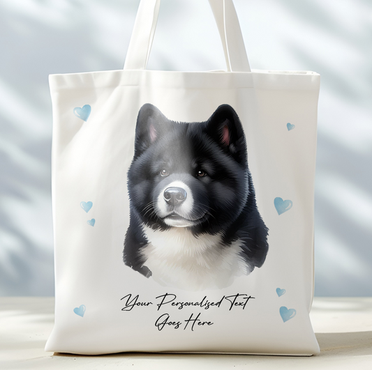 Personalised Dog Love Hearts Akita Tote Bag
