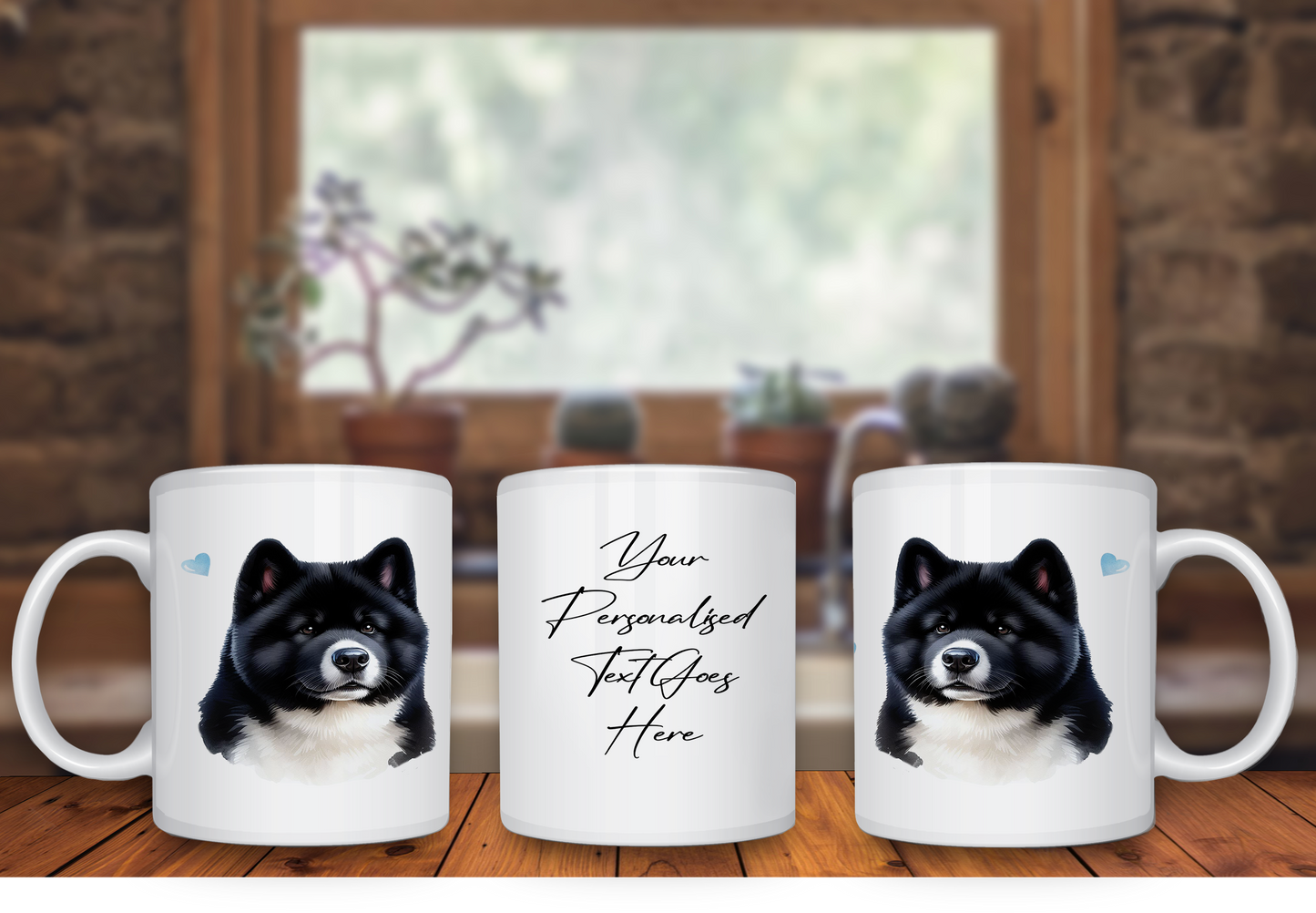 Personalised Dog Gift Mug - Akita with Custom Message and Optional Hearts