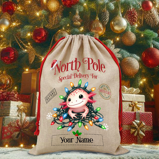 Personalised Axolotl North Pole Santa Sack