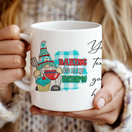 Personalised Baking Therapy Gonk Gnome Gift Mug