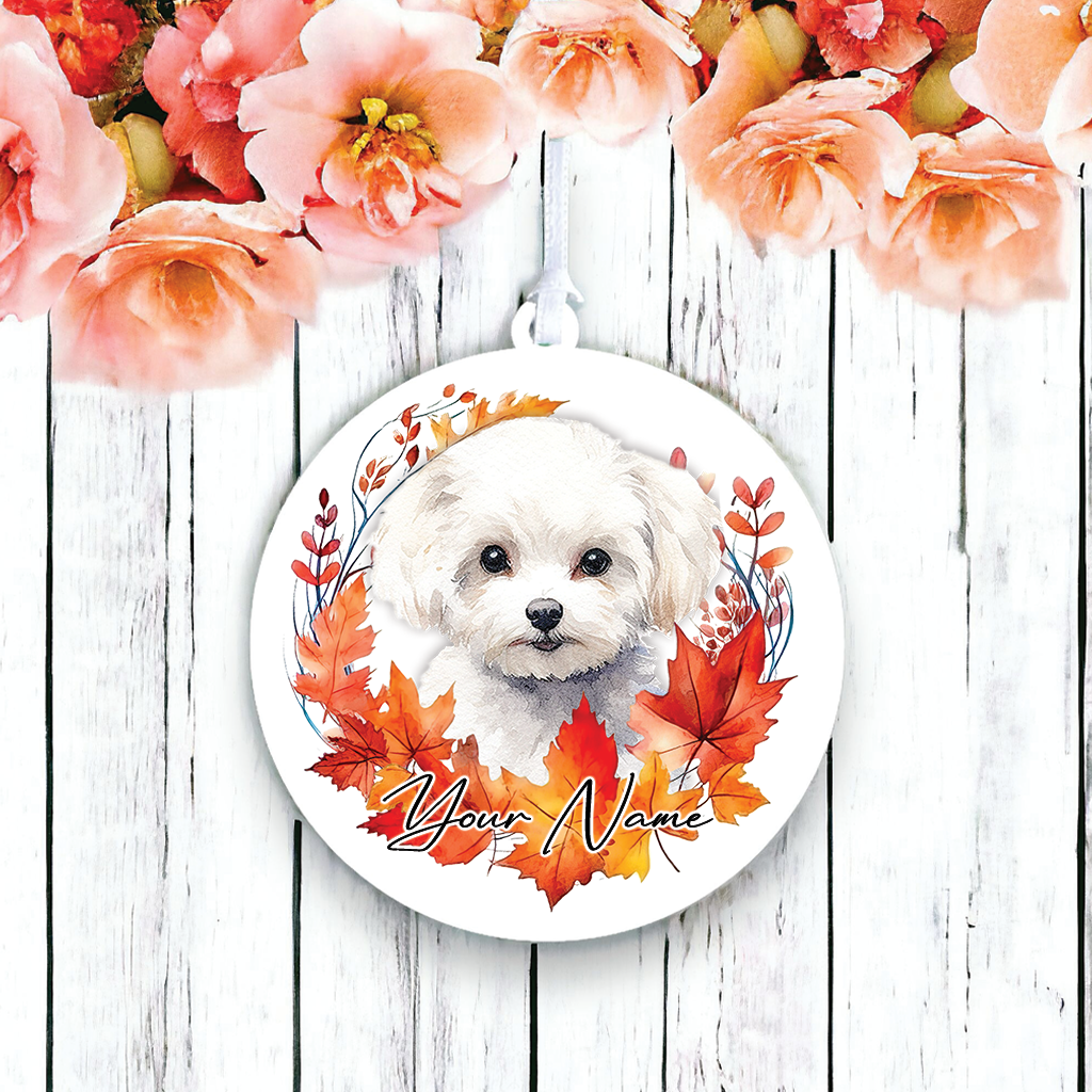 Personalised Beagle Autumn Dog Wreath Hanging Decoration