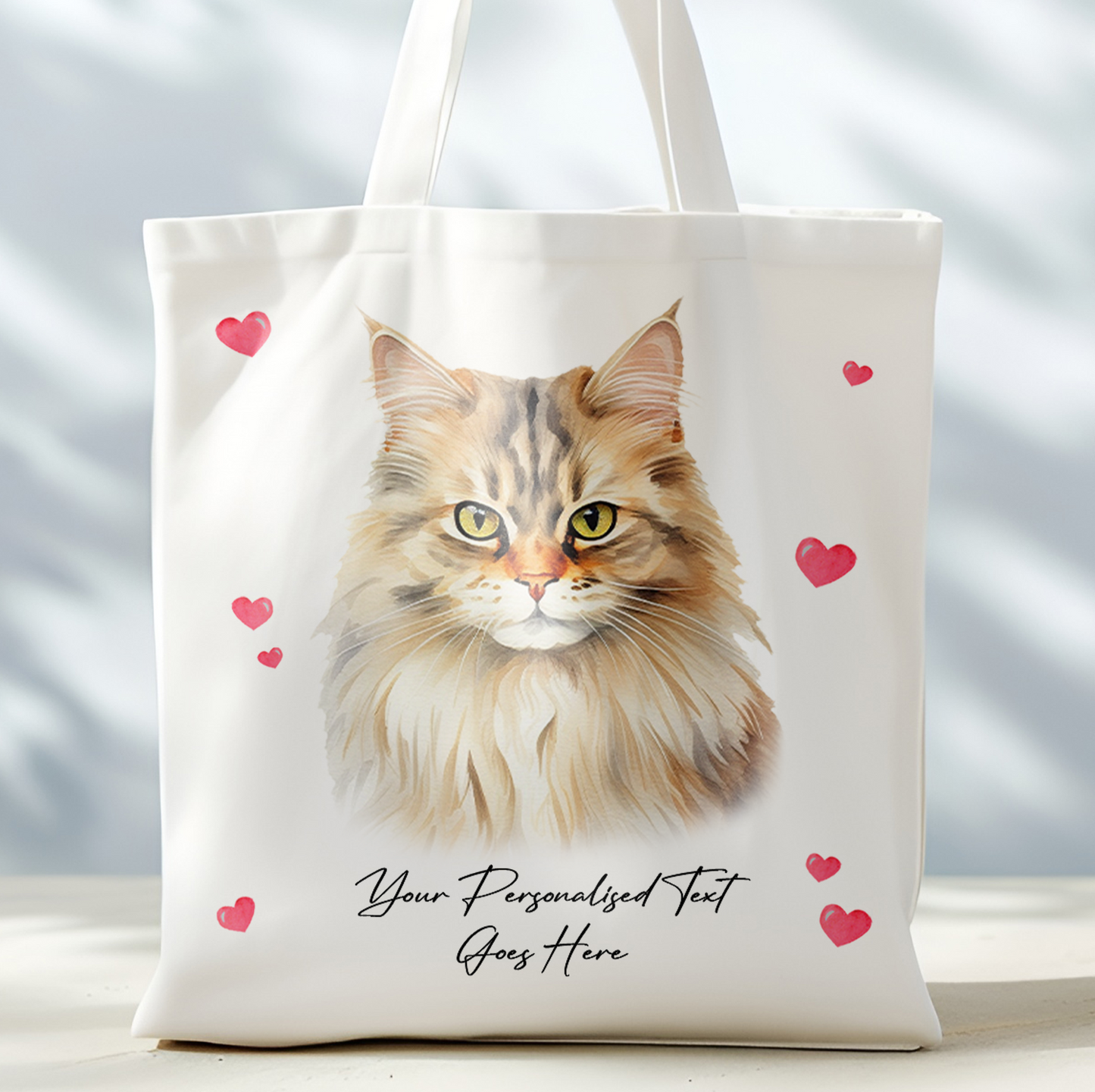Personalised Cat Love Hearts British Longhair Tote Bag