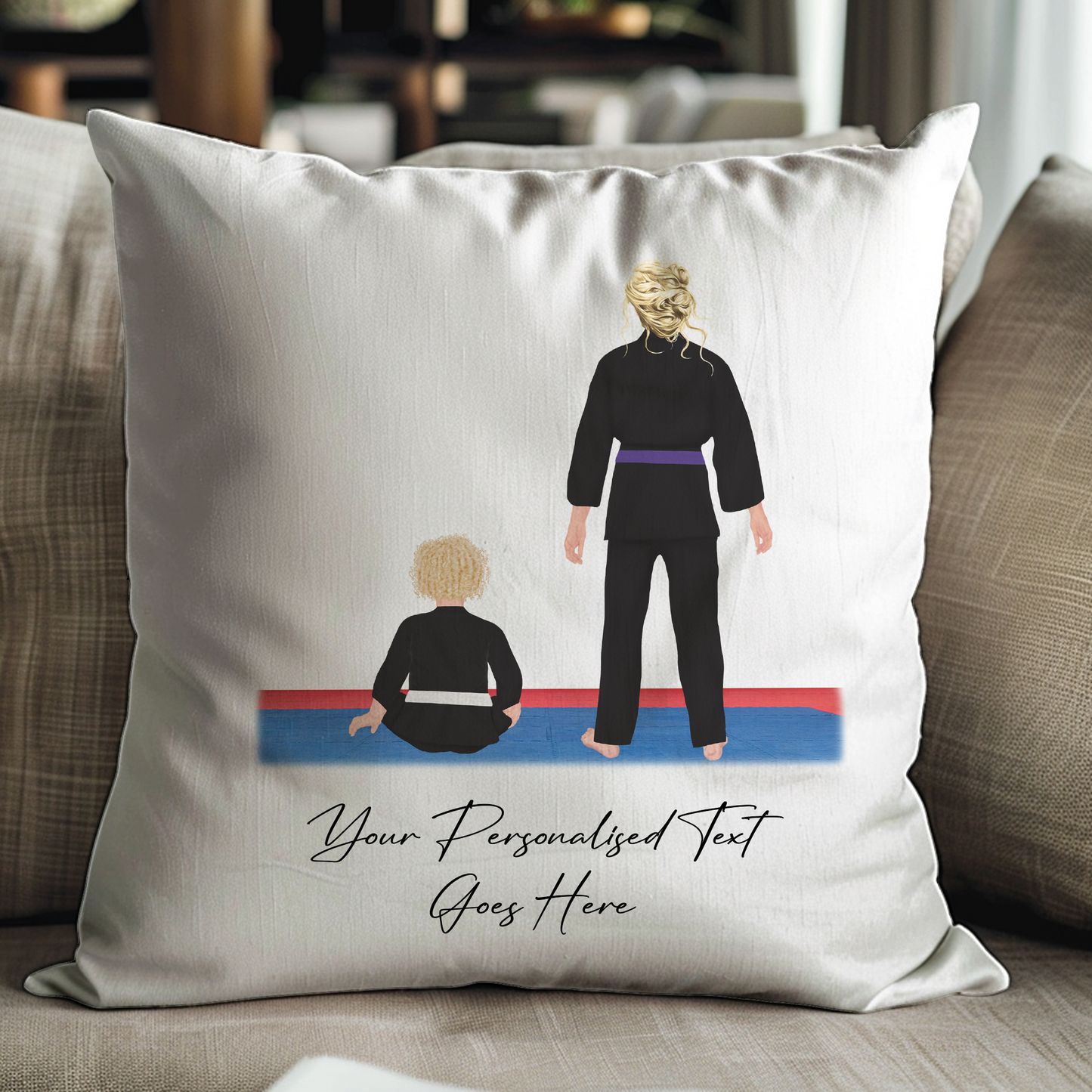 Personalised Karate, Judo, Ju Jitsu, Taekwondo Martial Arts Gi Creator - Cushion - 2 People
