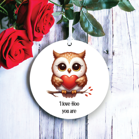 Personalised Owl Love Heart Decoration