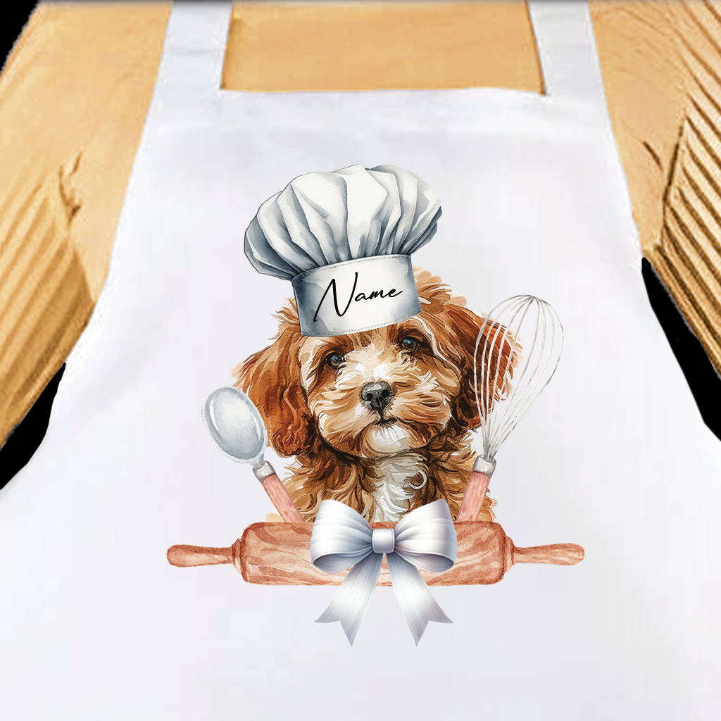 Personalised Pet Chef Dog - Cavapoo - Keepsake Gift Kitchen Baking Cooking Apron, by Floppsie Moppsie – floppsiemoppsie at floppsiemoppsie.co.uk