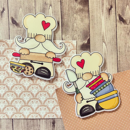 Cute Chef Gonk Gnomes, Keepsake Gift Magnet, by Floppsie Moppsie – floppsiemoppsie at floppsiemoppsie.co.uk
