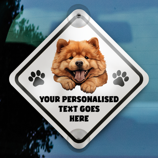 Personalised Dog On Board Car Window Sign - Chow Chow