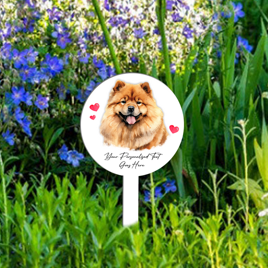 Personalised Dog Love Heart Grave Marker - Chow Chow