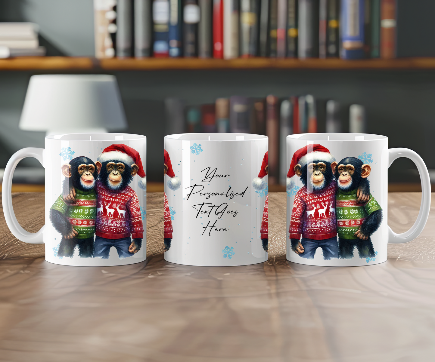 Personalised Christmas Chimpanzee Couple Gift Mug - Style A