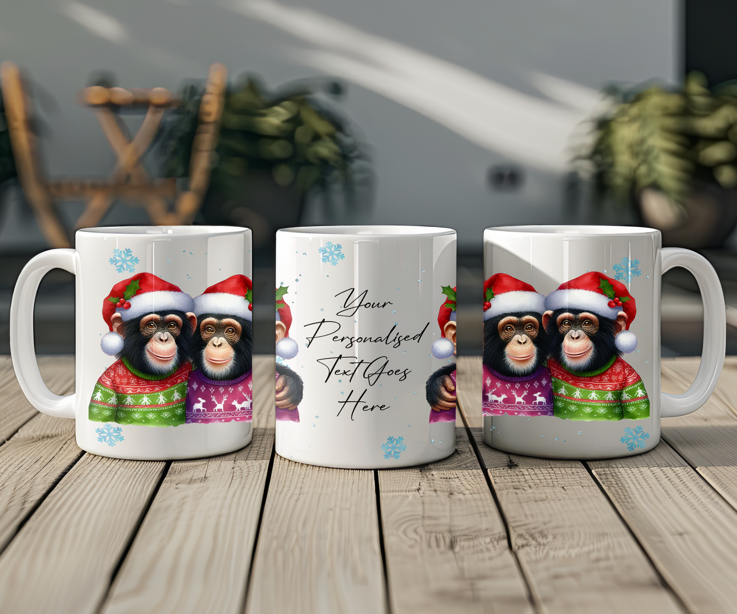 Personalised Christmas Chimpanzee Couple Gift Mug - Style B