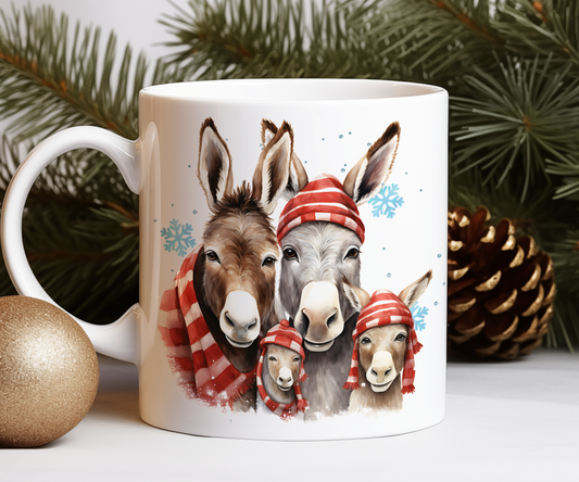 Personalised Christmas Donkey Family Gift Mug