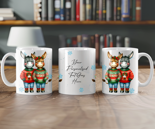 Personalised Christmas Donkey Couple Gift Mug - Style A