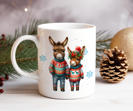 Personalised Christmas Donkey Couple Gift Mug - Style C