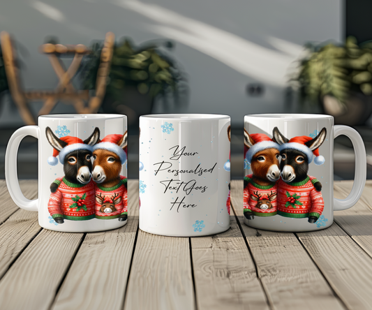 Personalised Christmas Donkey Couple Gift Mug - Style D