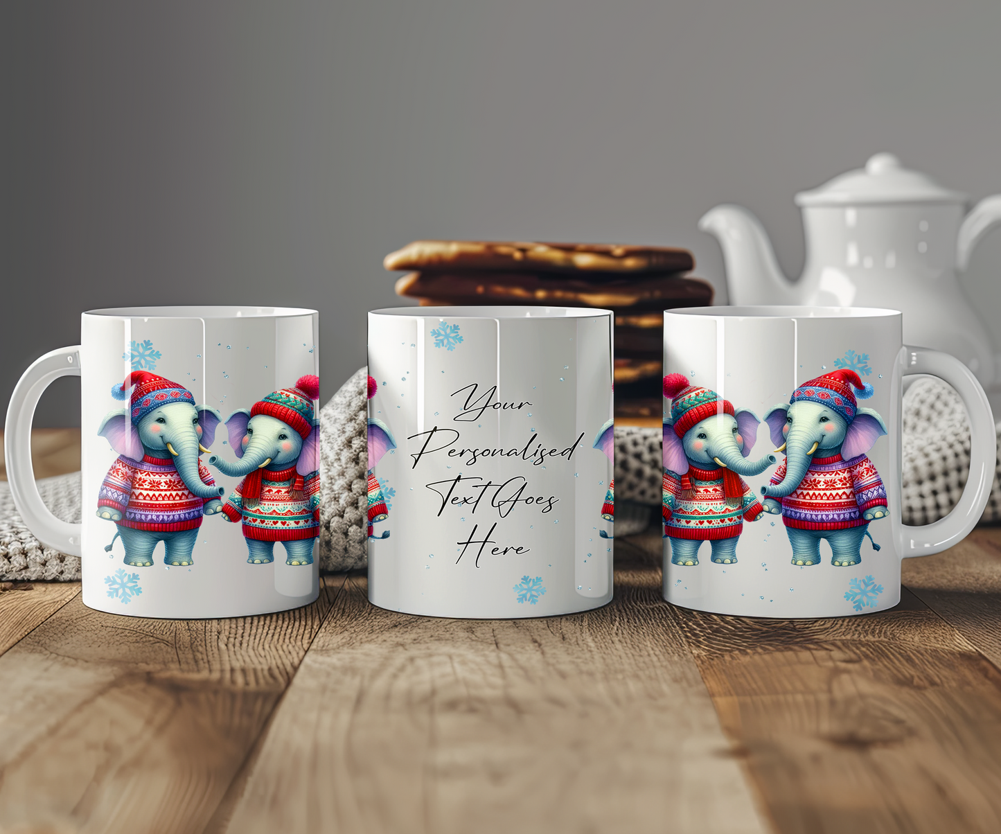 Personalised Christmas Elephant Couple Gift Mug - Style B