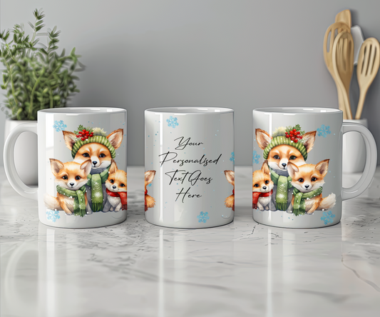 Personalised Christmas Fox Family Gift Mug - Style A