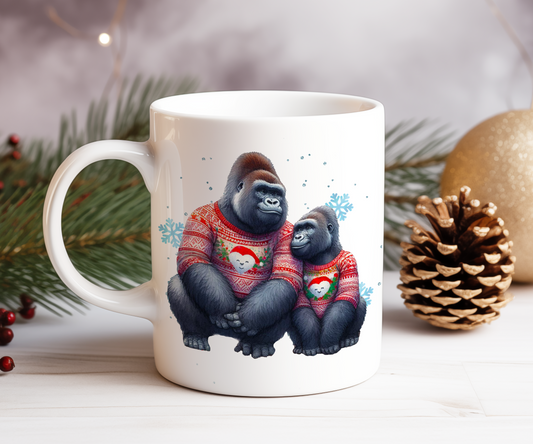 Personalised Christmas Gorilla Couple Gift Mug - Style A