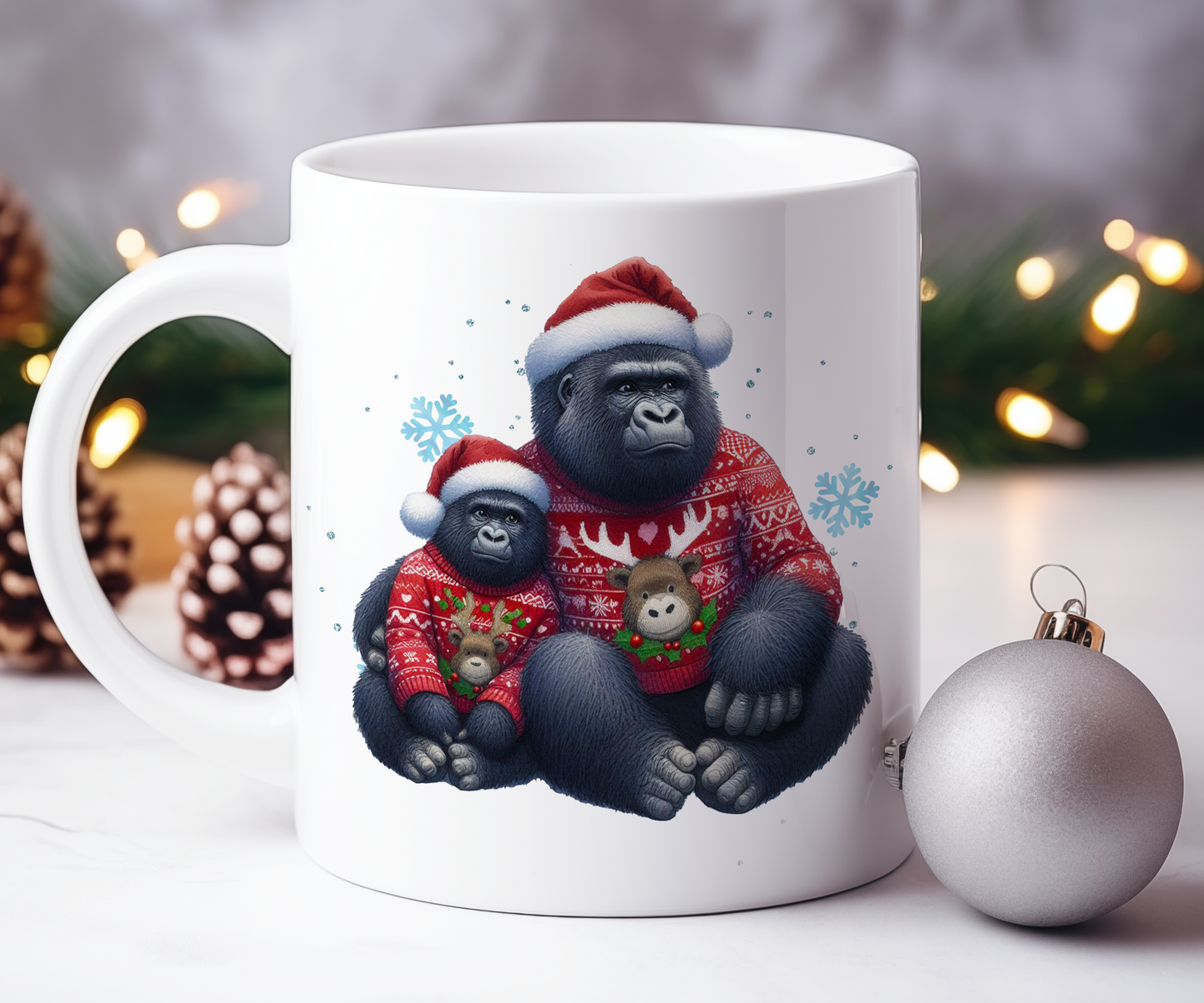 Personalised Christmas Gorilla Family Gift Mug - Style A