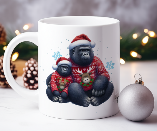 Personalised Christmas Gorilla Family Gift Mug - Style A