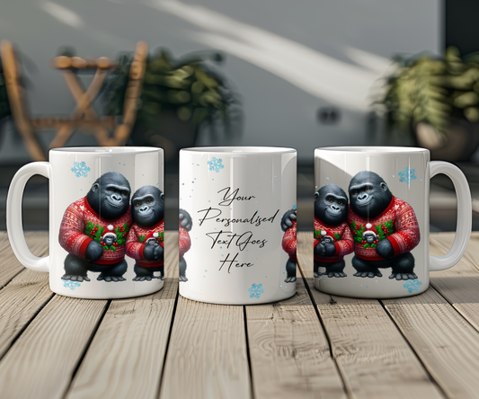 Personalised Christmas Gorilla Family Gift Mug - Style B