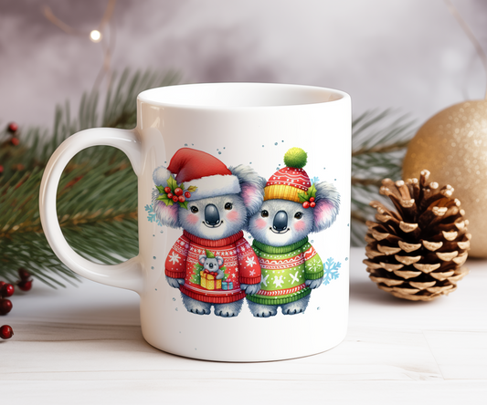 Personalised Christmas Koala Couple Gift Mug - Style A