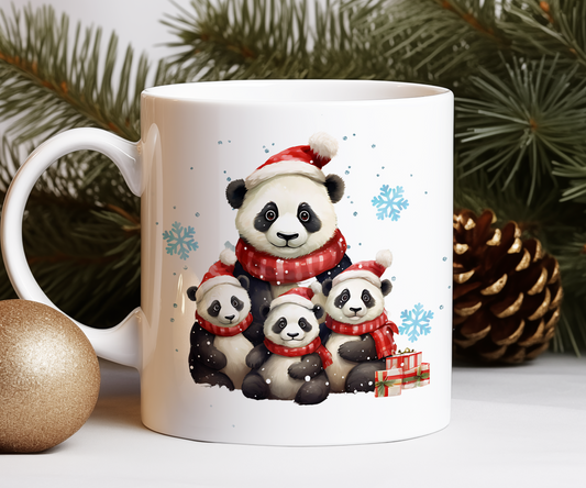 Personalised Christmas Panda Family Gift Mug - Style A
