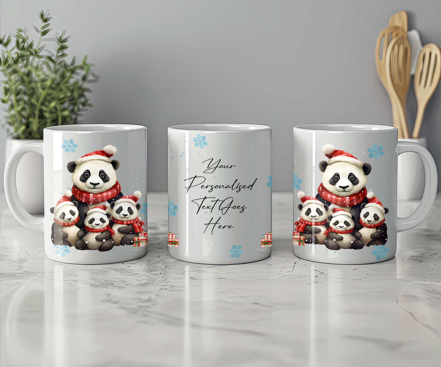 Personalised Christmas Panda Family Gift Mug - Style A