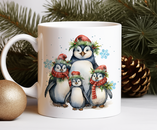 Personalised Christmas Penguin Family Gift Mug - Style A