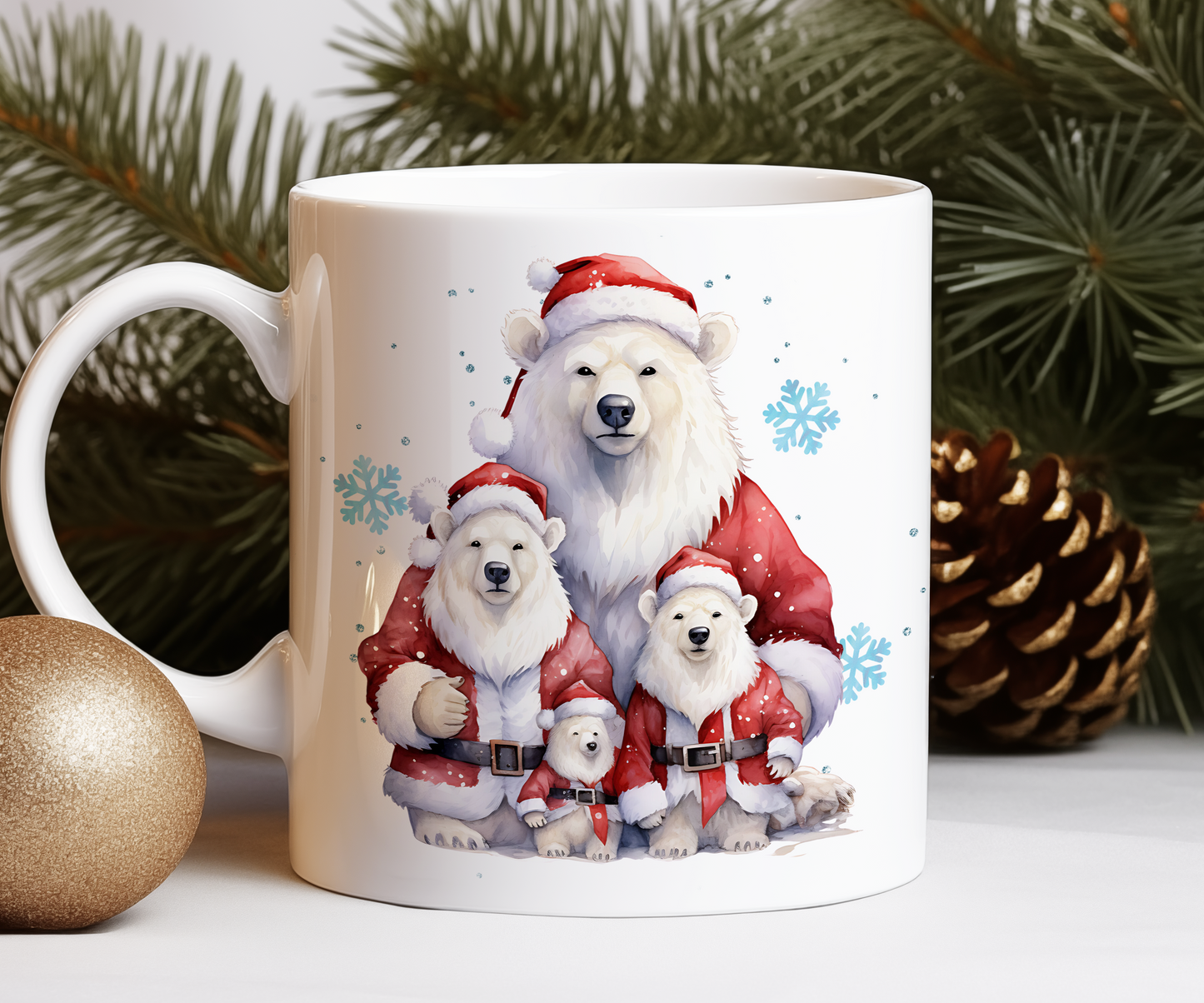 Personalised Christmas Polar Bear Family Gift Mug - Style A