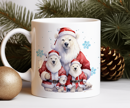 Personalised Christmas Polar Bear Family Gift Mug - Style A