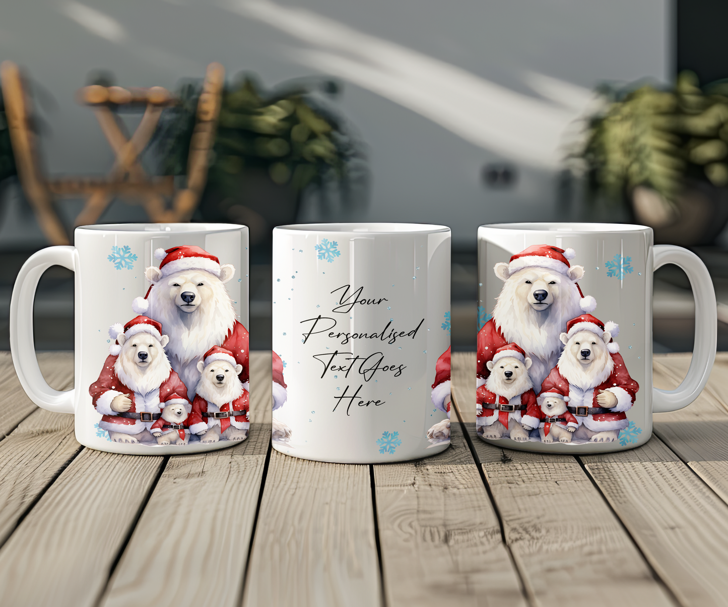 Personalised Christmas Polar Bear Family Gift Mug - Style A