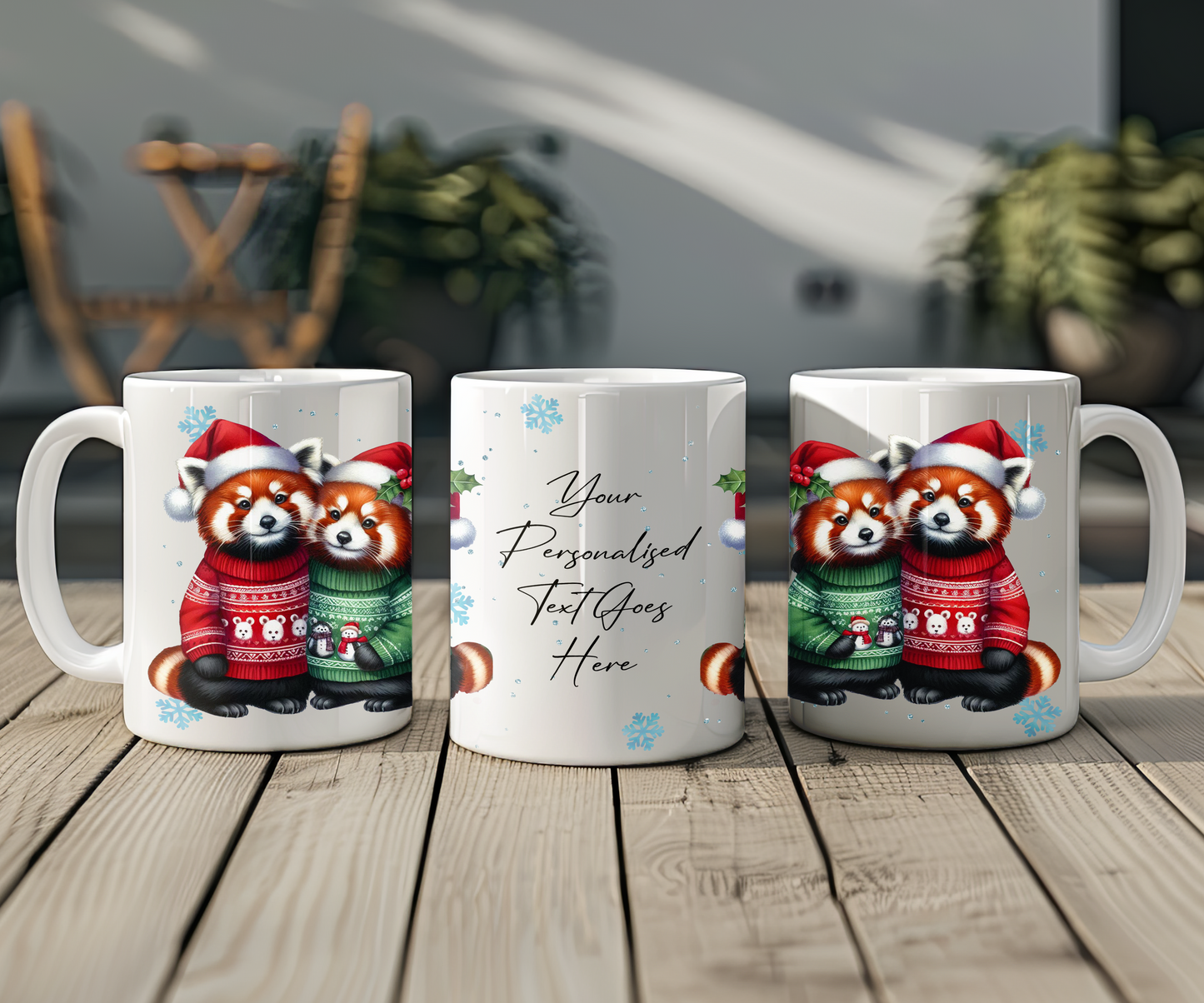 Personalised Christmas Red Panda Couple Gift Mug - Style A