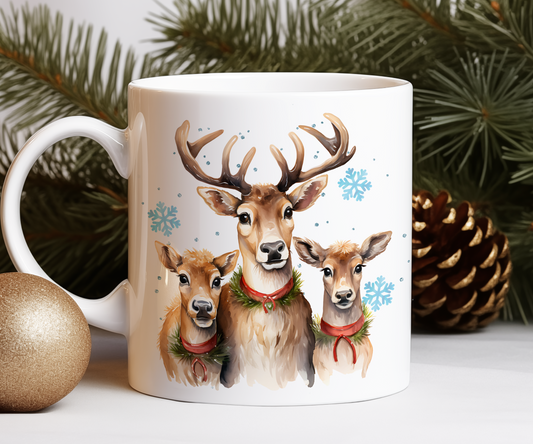 Personalised Christmas Reindeer Family Gift Mug - Style A