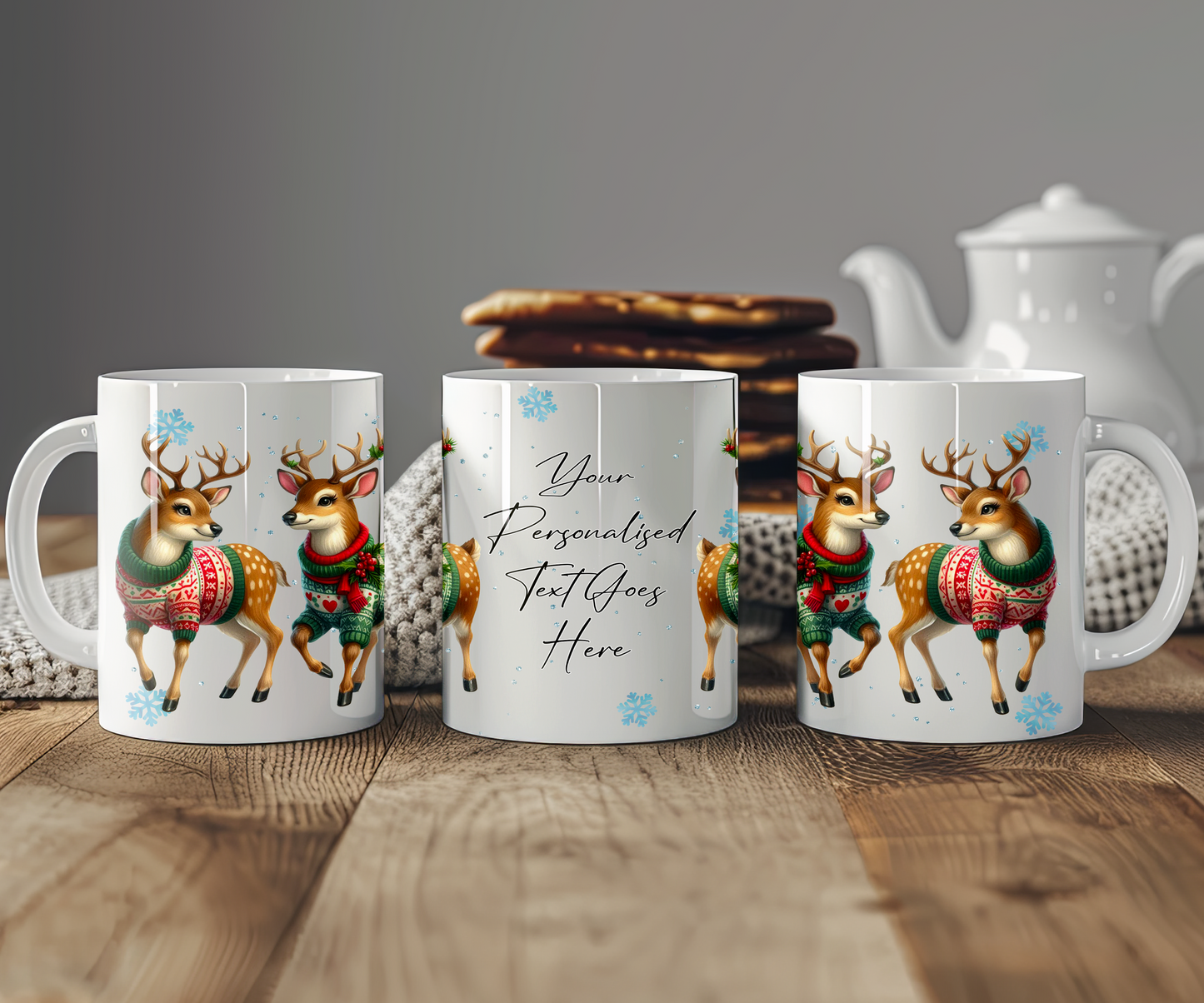 Personalised Christmas Reindeer Couple Gift Mug - Style B
