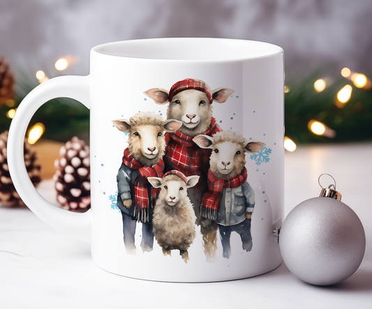 Personalised Christmas Sheep Family Gift Mug - Style A