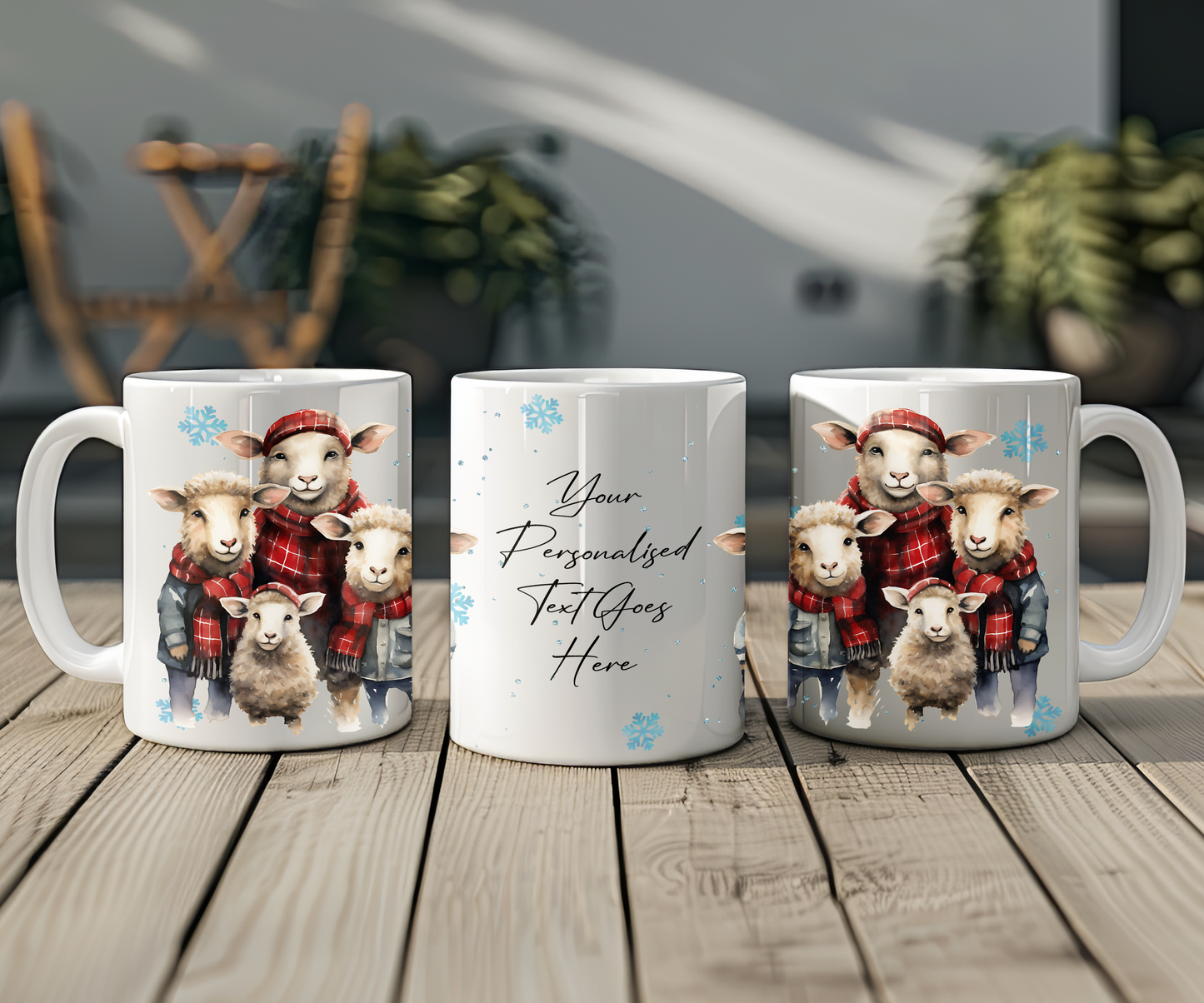 Personalised Christmas Sheep Family Gift Mug - Style A