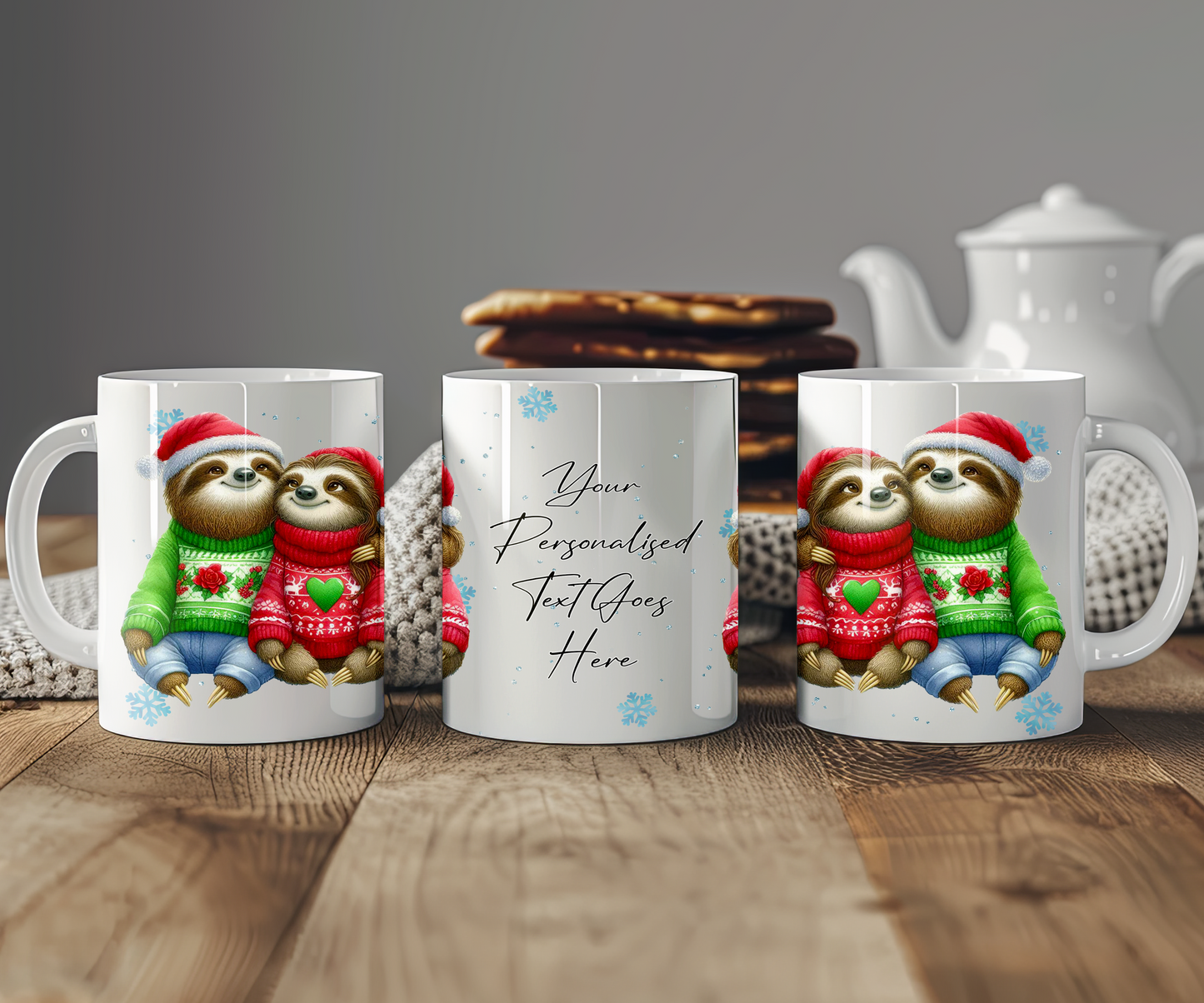 Personalised Christmas Sloth Couple Gift Mug - Style B