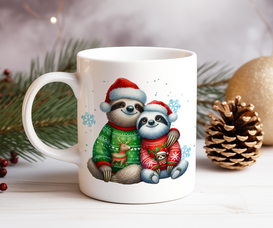 Personalised Christmas Sloth Couple Gift Mug - Style C