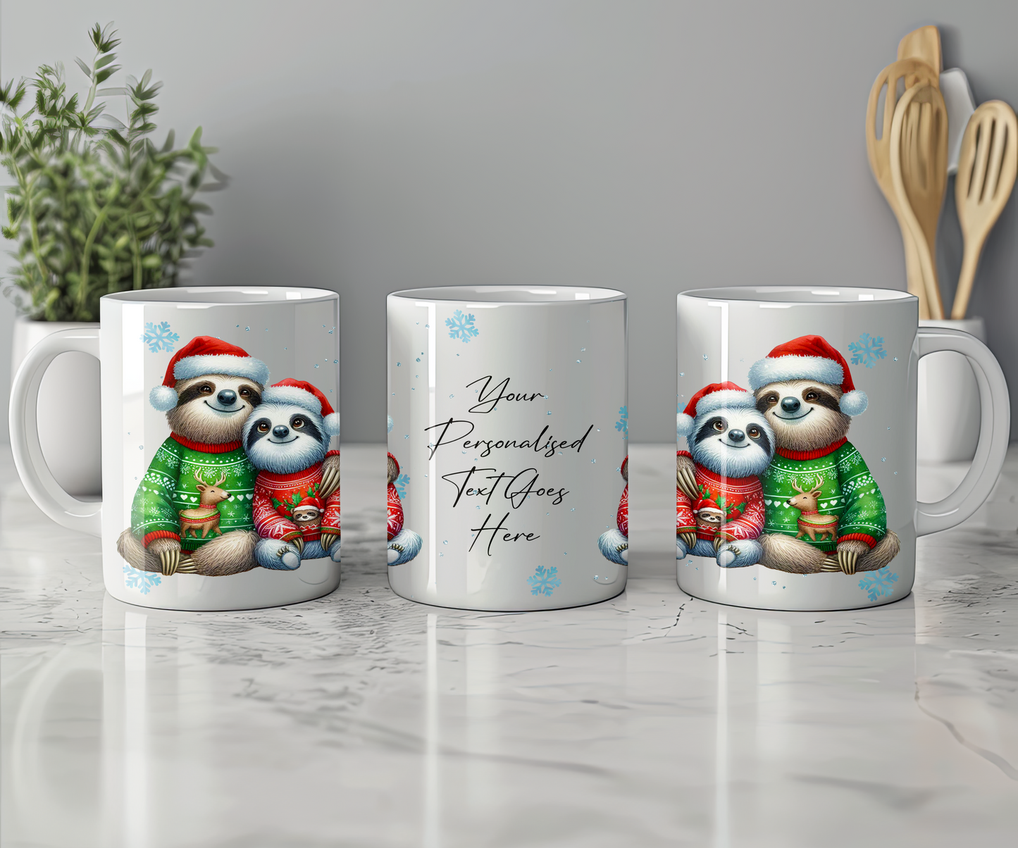 Personalised Christmas Sloth Couple Gift Mug - Style C