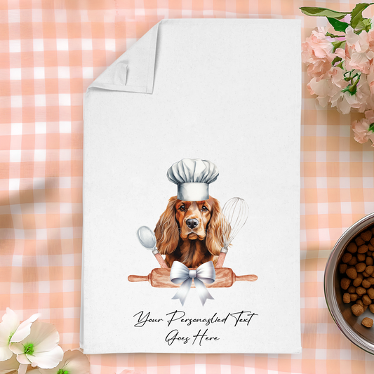 Personalised Dog In Chef Hat Gift Tea Towel - Cocker Spaniel
