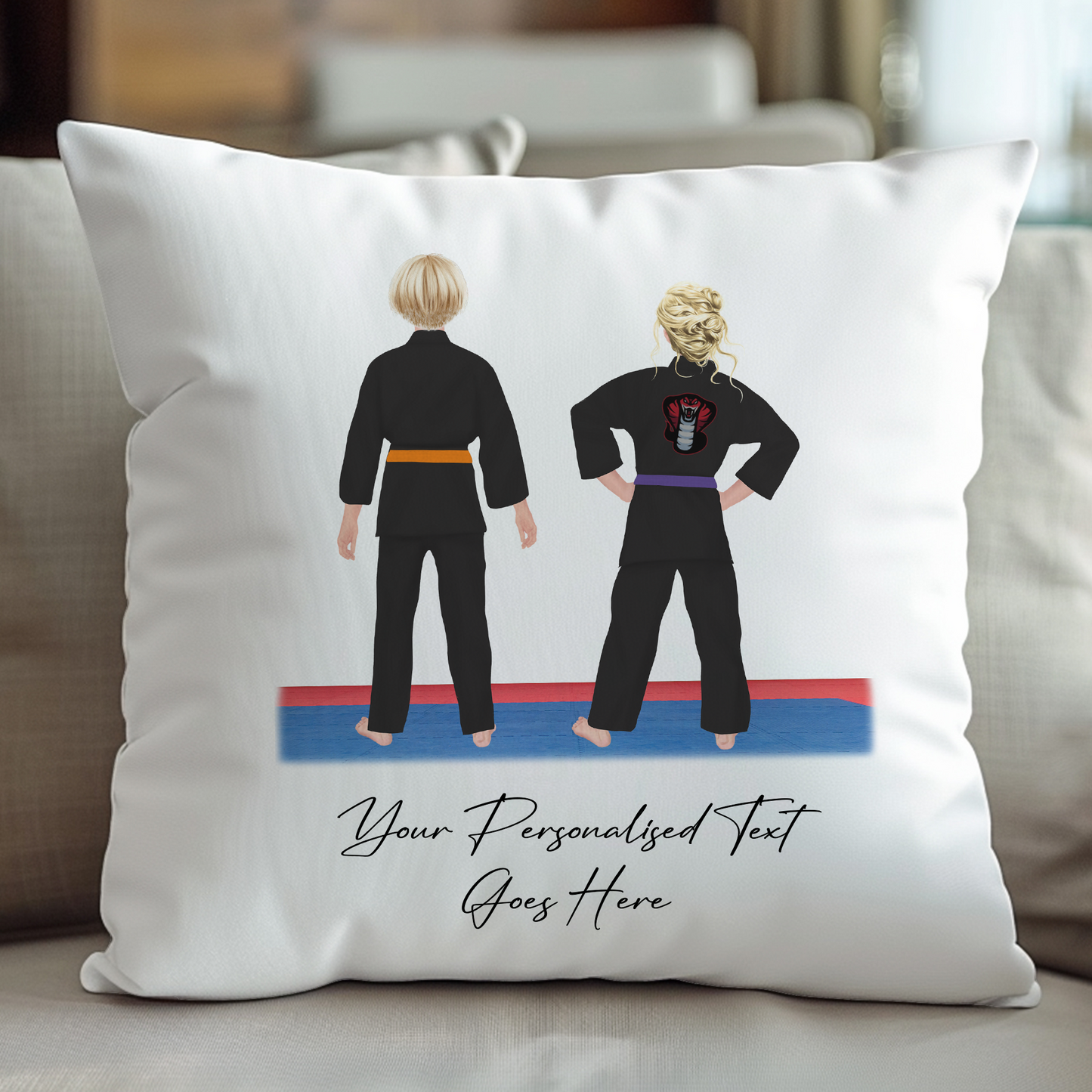 Personalised Karate, Judo, Ju Jitsu, Taekwondo Martial Arts Gi Creator - Cushion - 2 People